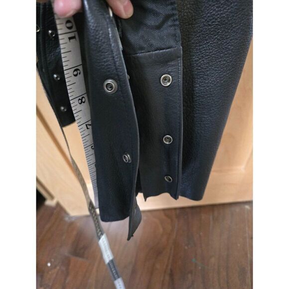 Mens First Classics Iron Pony Leather Motorcycle Chaps With Studs & Buckles Blac - Picture 15 of 16